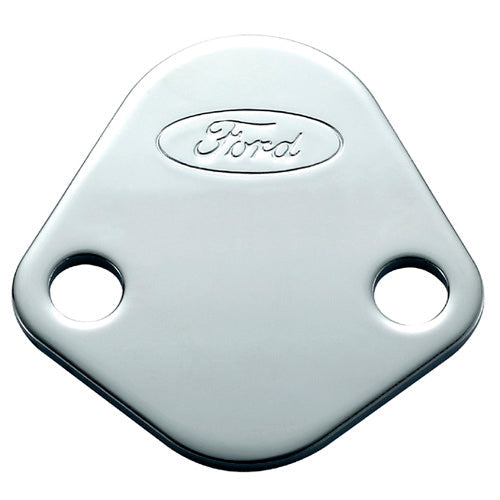 Fuel Pump Block-Off Plate Chrome w/Ford Logo - 302290